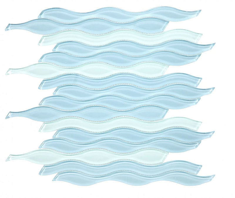 Mosaic Glass Tile Surface Waves - Sapphire