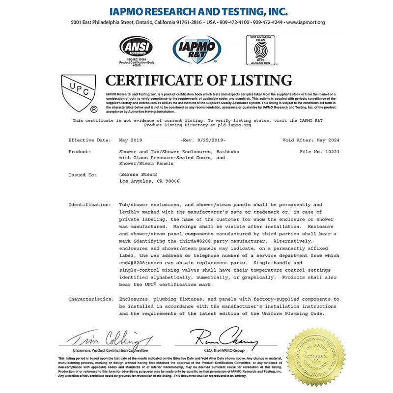 Serene Steam Shower Solar Flare Revive ADA - Luxe Gold