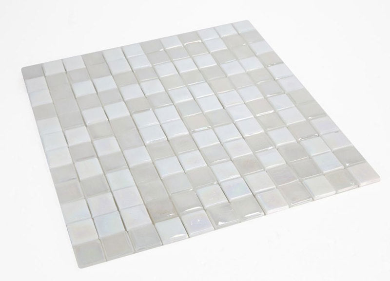 Mosaic Glass Tile Squares - Snow White