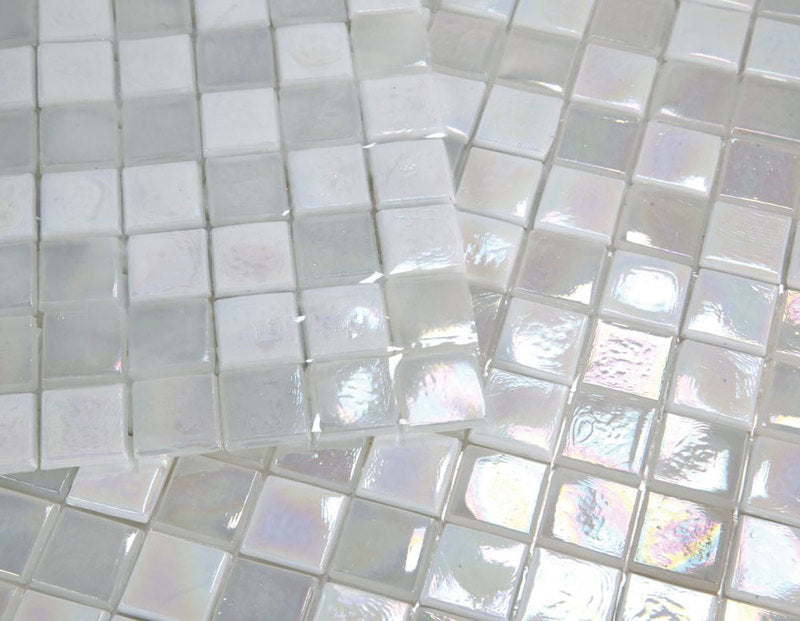 Mosaic Glass Tile Squares - Snow White