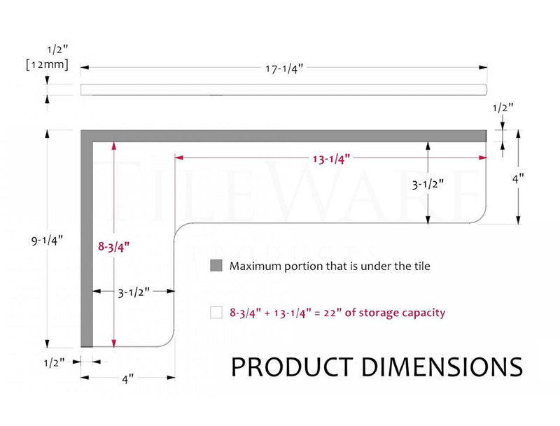 TileWare Boundless Shelving Solutions L-Shaped Corner Shelf Bone