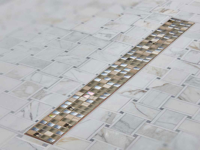 Quartz Linear Shower Drain Tile Insert - Rose Gold