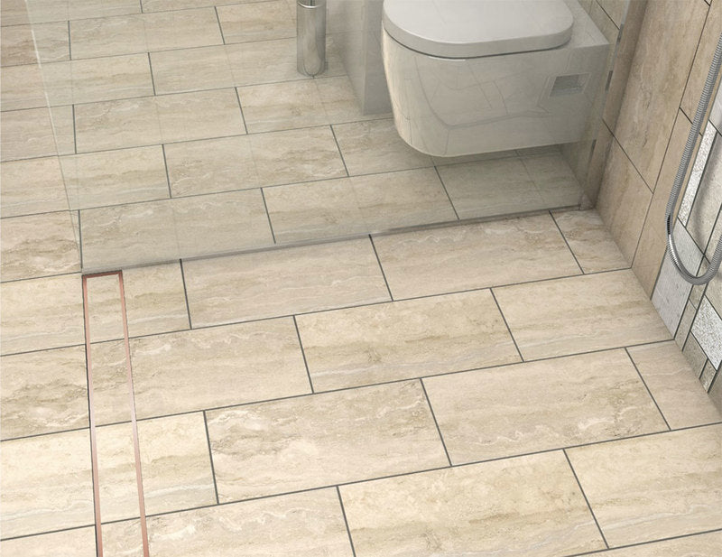 Quartz Linear Shower Drain Tile Insert - Rose Gold