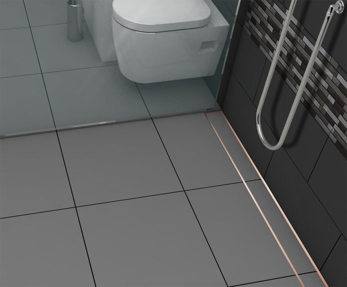 Quartz Linear Shower Drain Tile Insert - Rose Gold