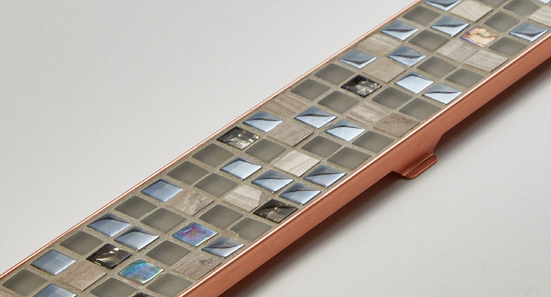 Quartz Linear Shower Drain Tile Insert - Rose Gold