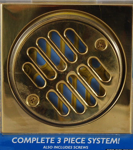 Drain Square 3 piece - Polished Brass