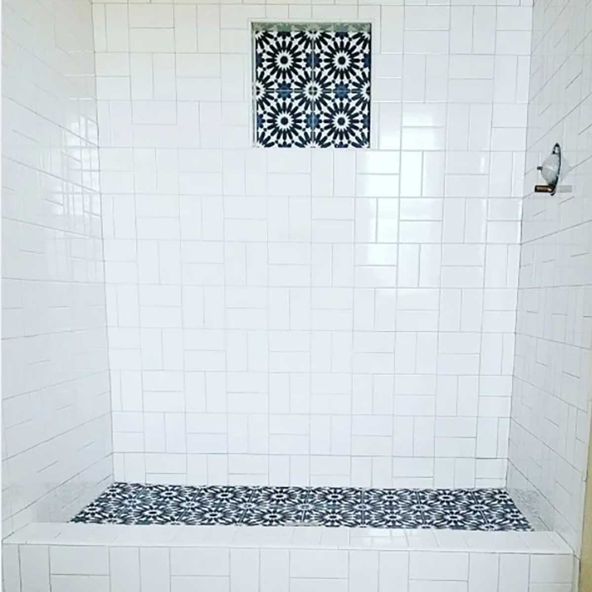Recess Red narrow bathroom niche for porcelain tile shower remodels