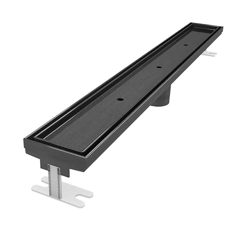 Quartz Linear Shower Drain Tile Insert - Black Nickel