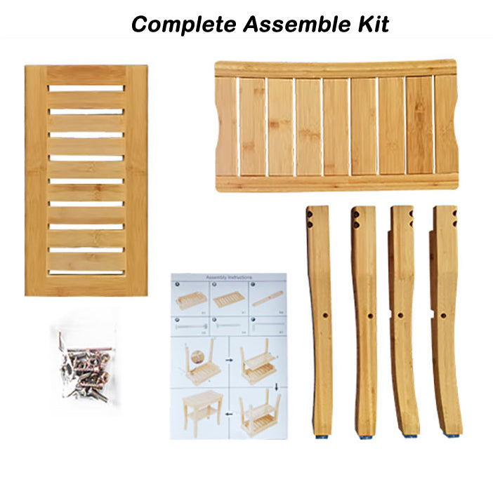 Bamboo Shower Bench Elegant design with Storage Shelf 18