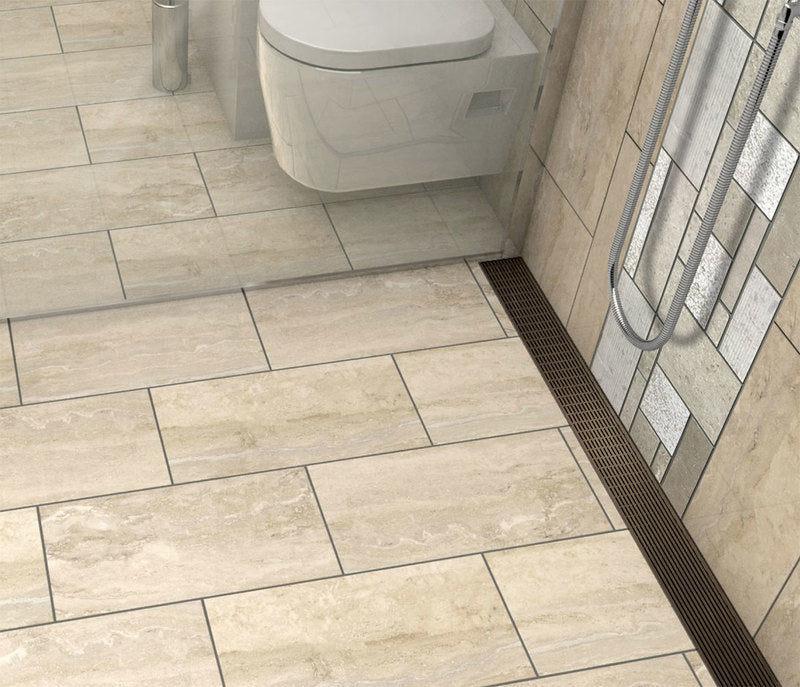 Quartz Linear Shower Drain Oil-Rubbed Bronze - Linear Wedge 55