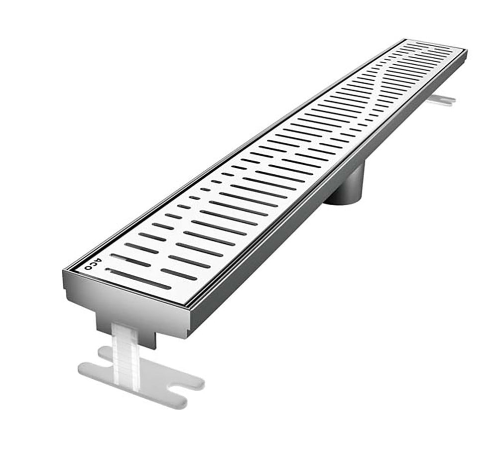 Quartz Linear Shower Drain Wave - Polished Chrome