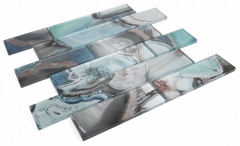 Mosaic Linear Glass Tiles - Shell Green