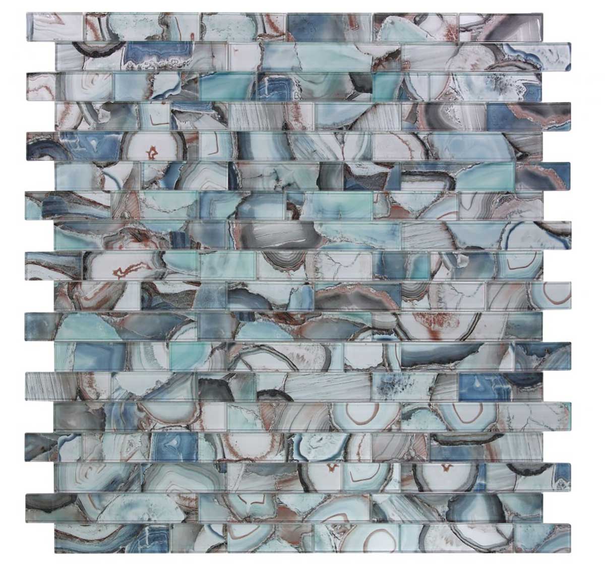 Mosaic Linear Glass Tiles - Shell Green