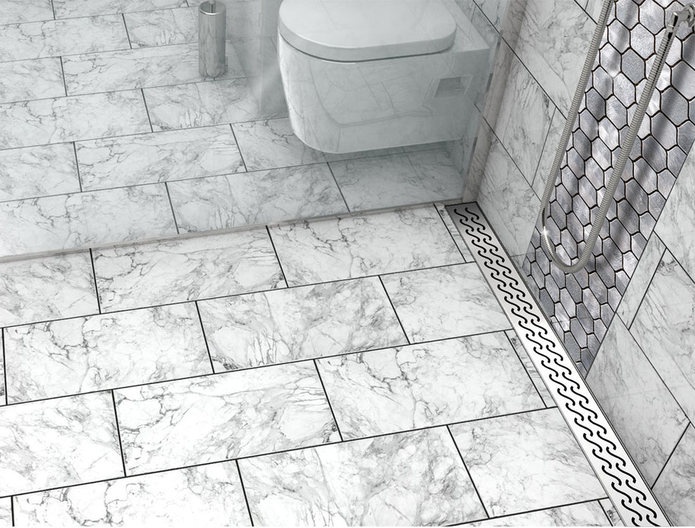 Quartz Linear Shower Drain Brushed Stainless - Hawaii 28