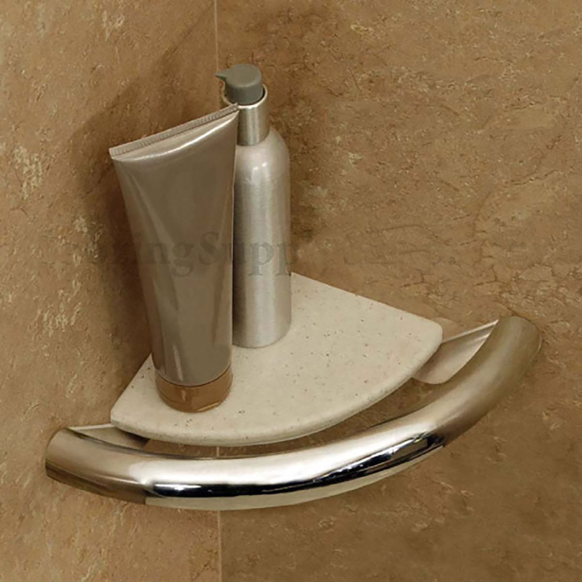 Invisia 2-in-1 Corner Shelf with Integrated Grab Bar