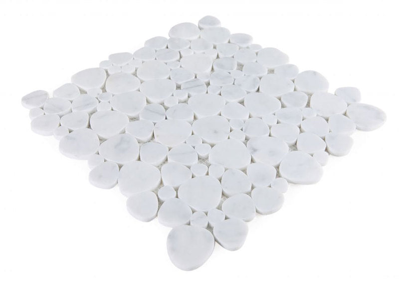 Marble Pebbles Mosaics Heart Shape - Carrara White