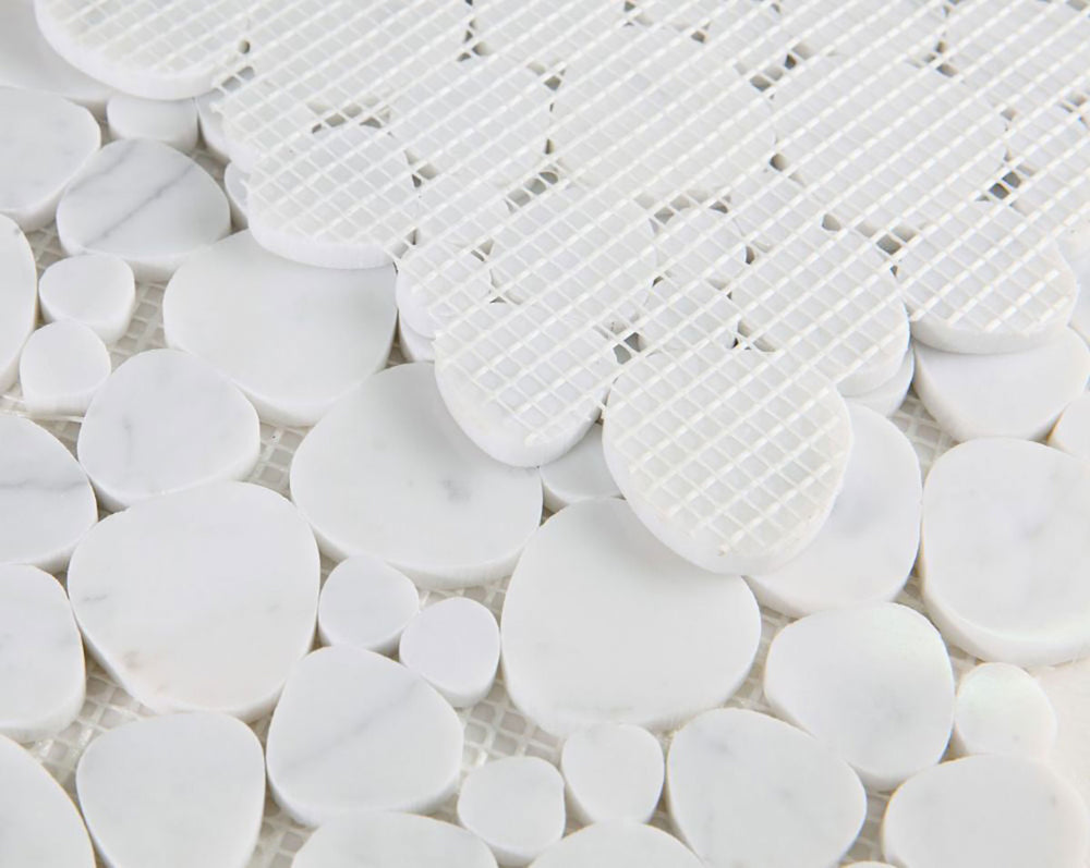Marble Pebbles Mosaics Heart Shape - Carrara White