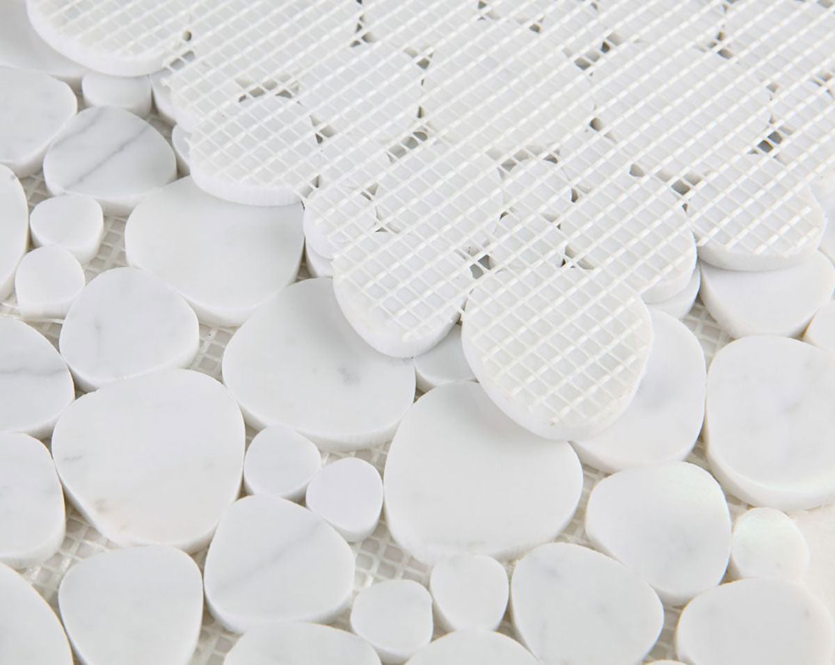 Marble Pebbles Mosaics Heart Shape - Carrara White