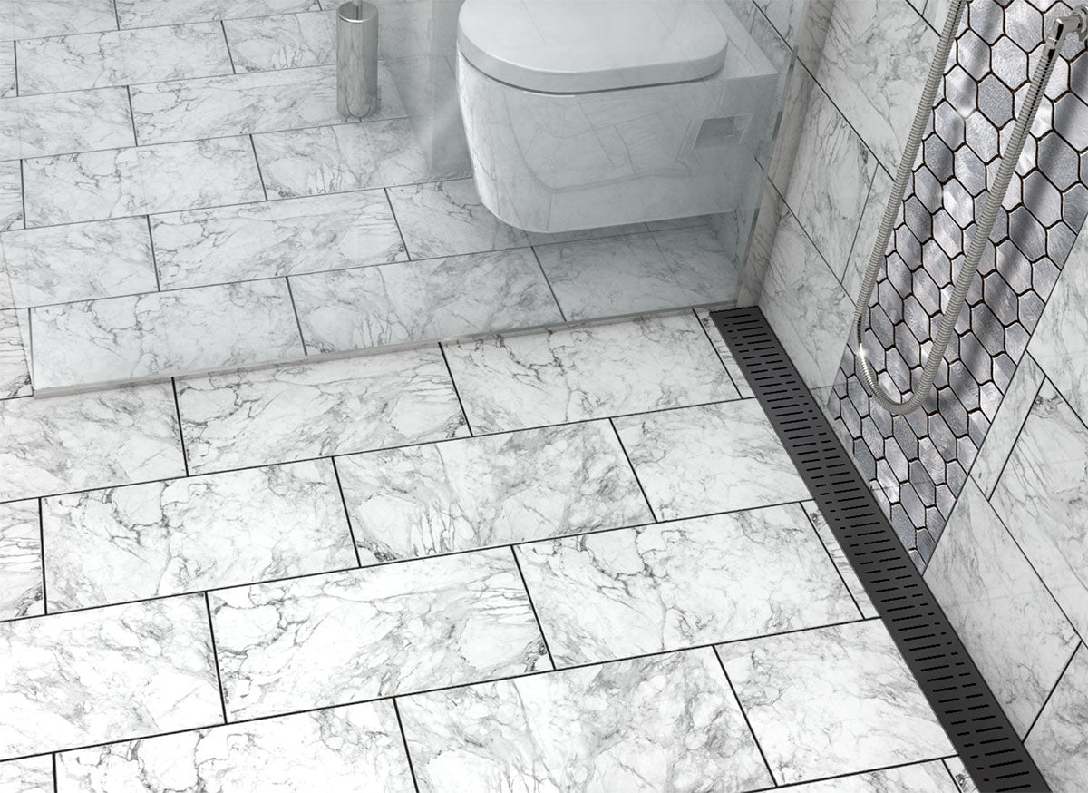 Quartz Linear Shower Drain Matte Black - Wave 32