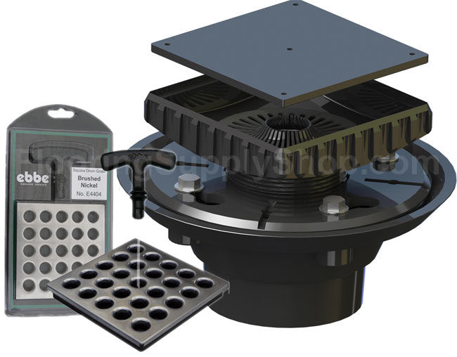 Ebbe Square Shower Drain Body and Strainer ABS