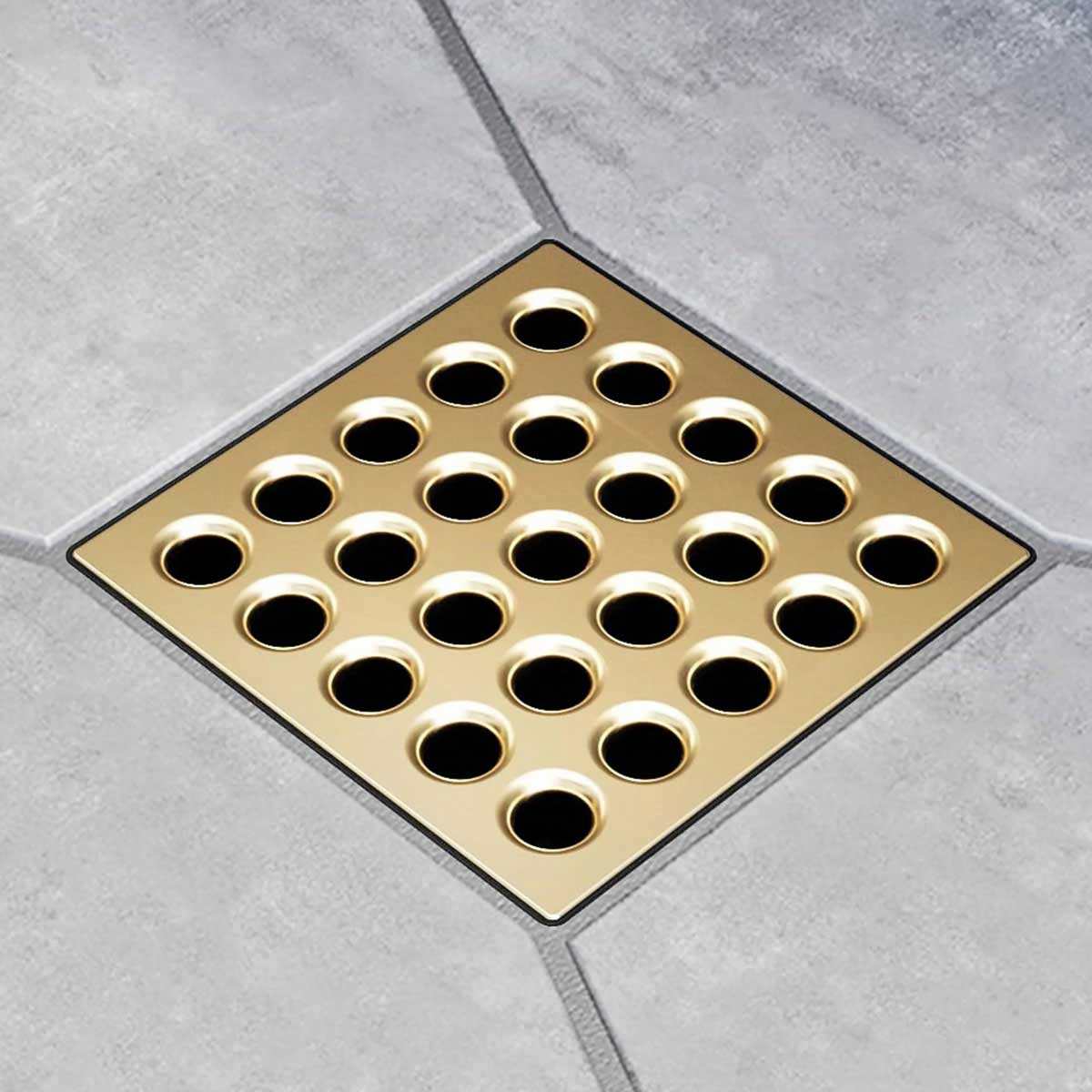 Ebbe Square Shower Drain Grates Satin Gold PVD