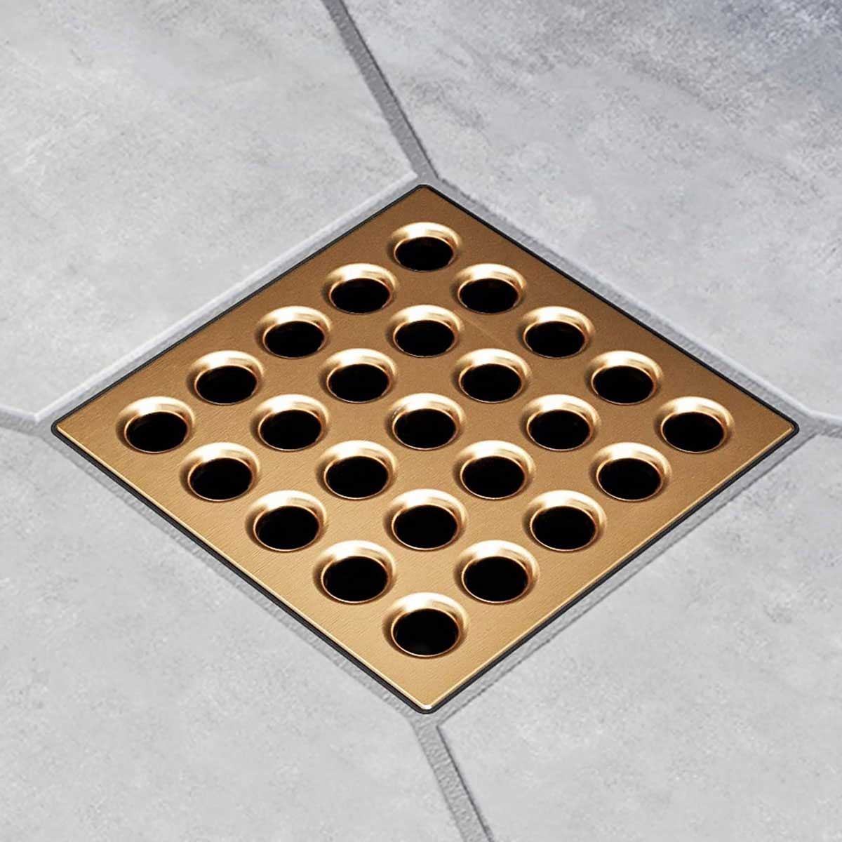 Ebbe Square Shower Drain Grates Brushed Bronze PVD
