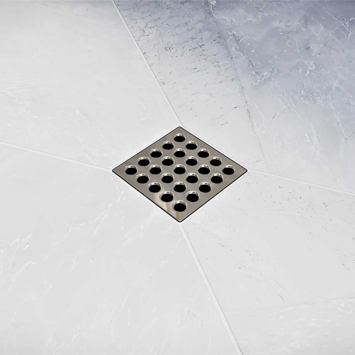 Ebbe Square Shower Drain Grates Polished Nickel PVD