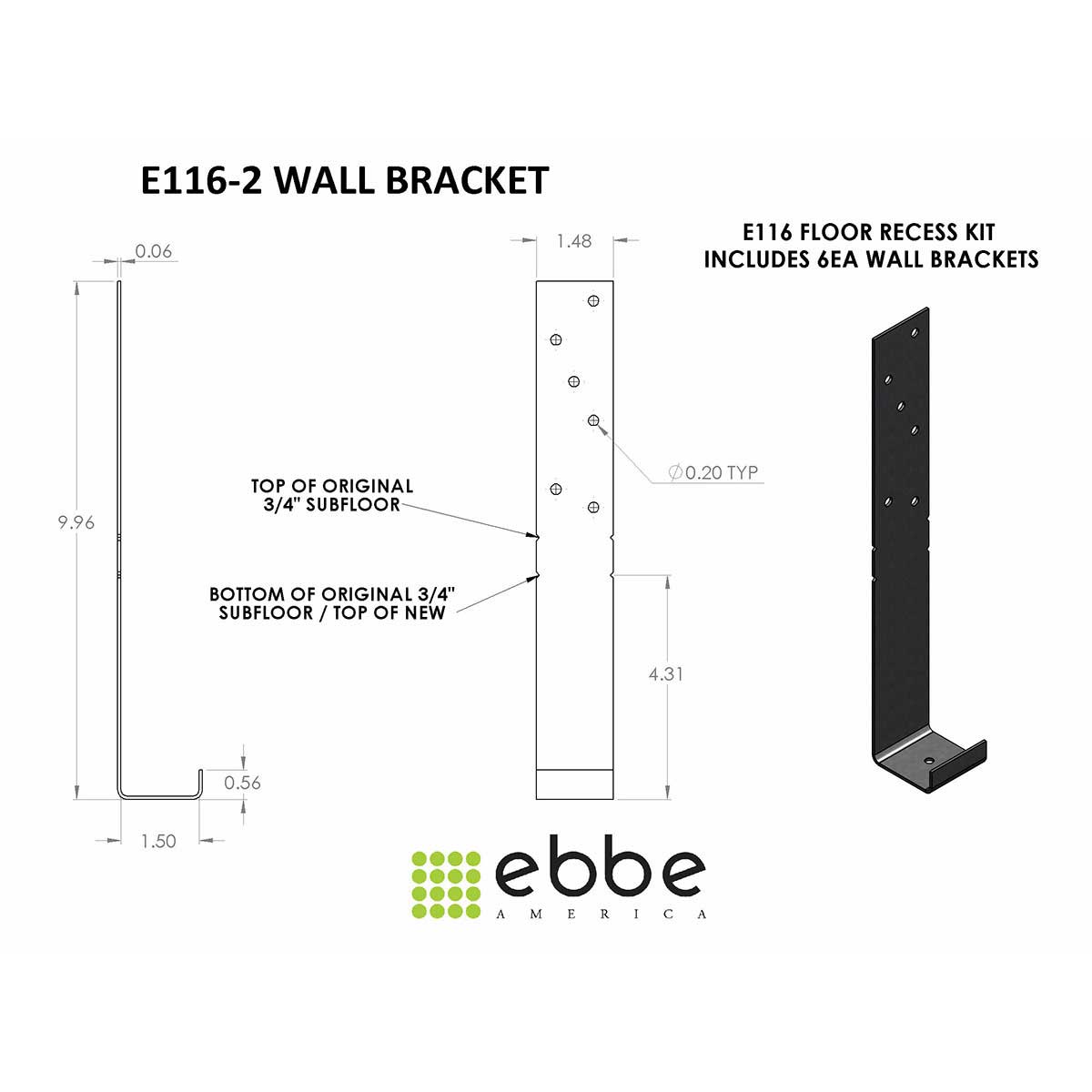 Ebbe Subfloor Recess Kit - E116