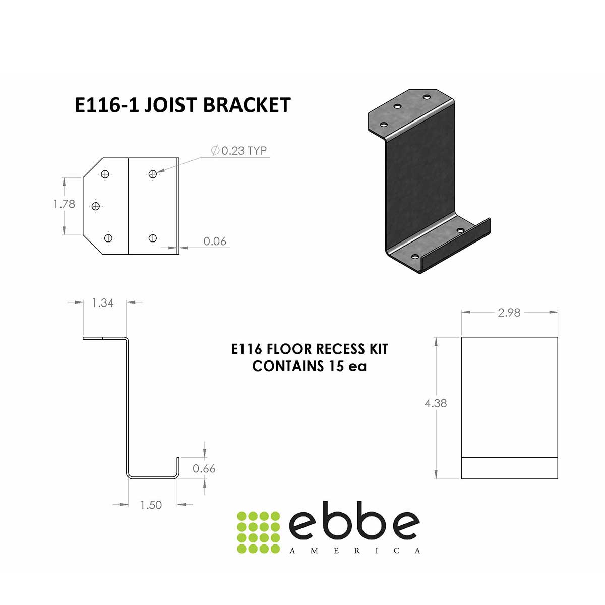 Ebbe Subfloor Recess Kit - E116