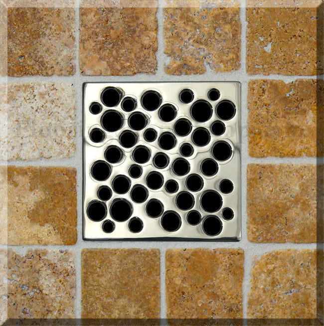 Ebbe Unique Square Shower Drain Grate Bubbles