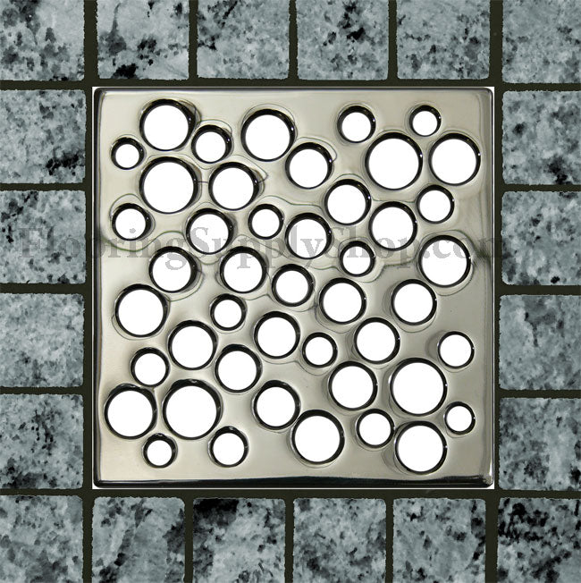 Ebbe Unique Square Shower Drain Grate Bubbles