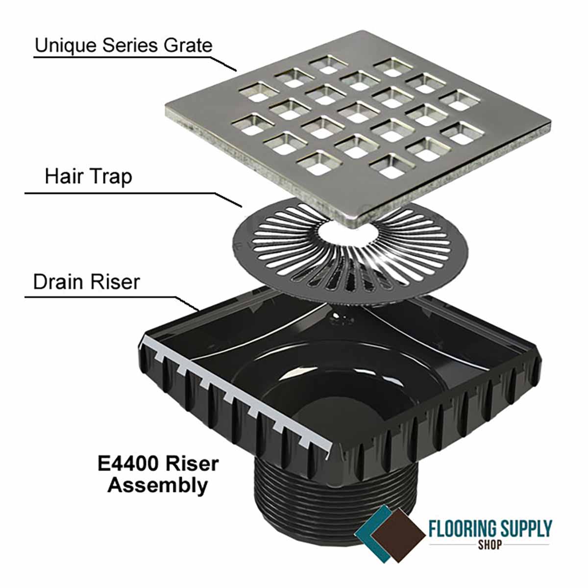 Ebbe Drains Unique Square Shower Drain Grate - Classic
