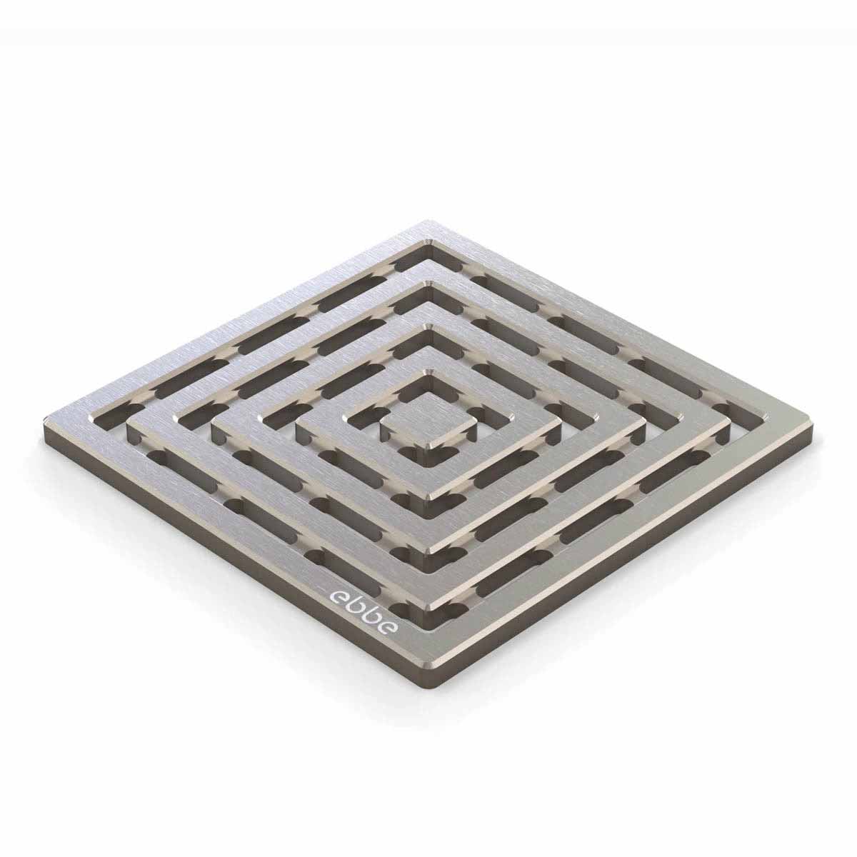 Ebbe Drains Unique Square Shower Drain Grate - Frames Brushed Nickel