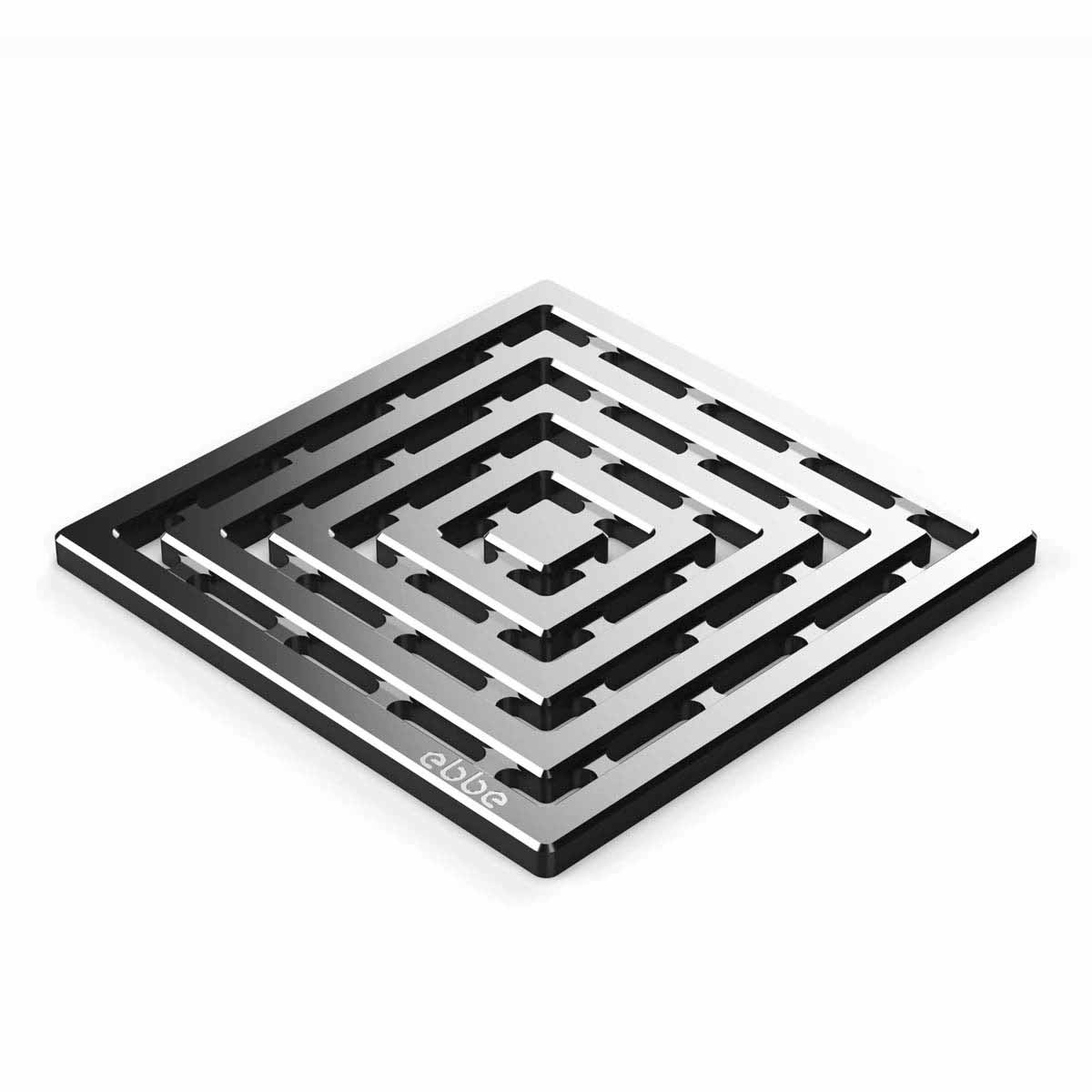 Ebbe Drains Unique Square Shower Drain Grate - Frames Polished Chrome