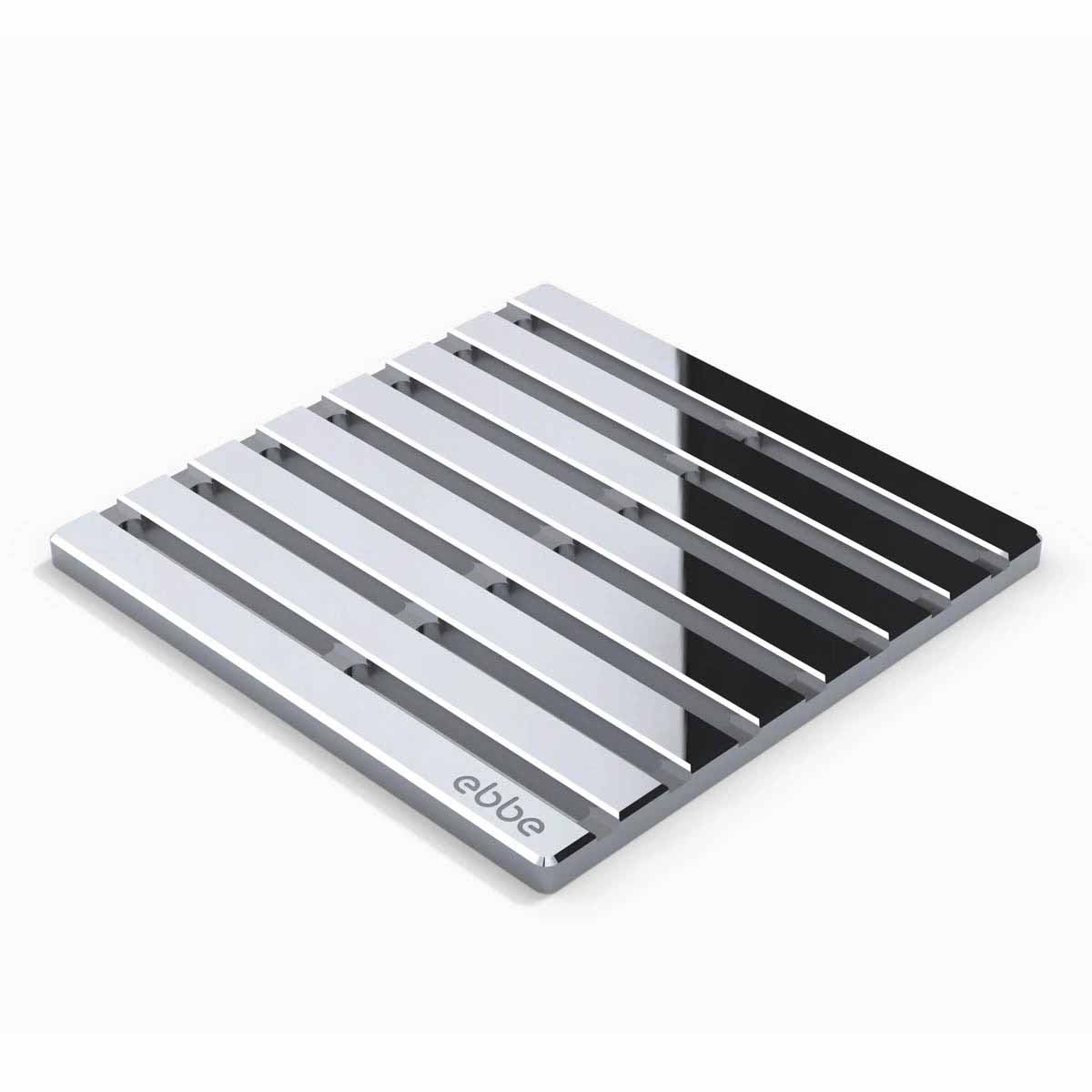 Ebbe Drains Unique Square Shower Drain Grate - Parallel Polished Chrome