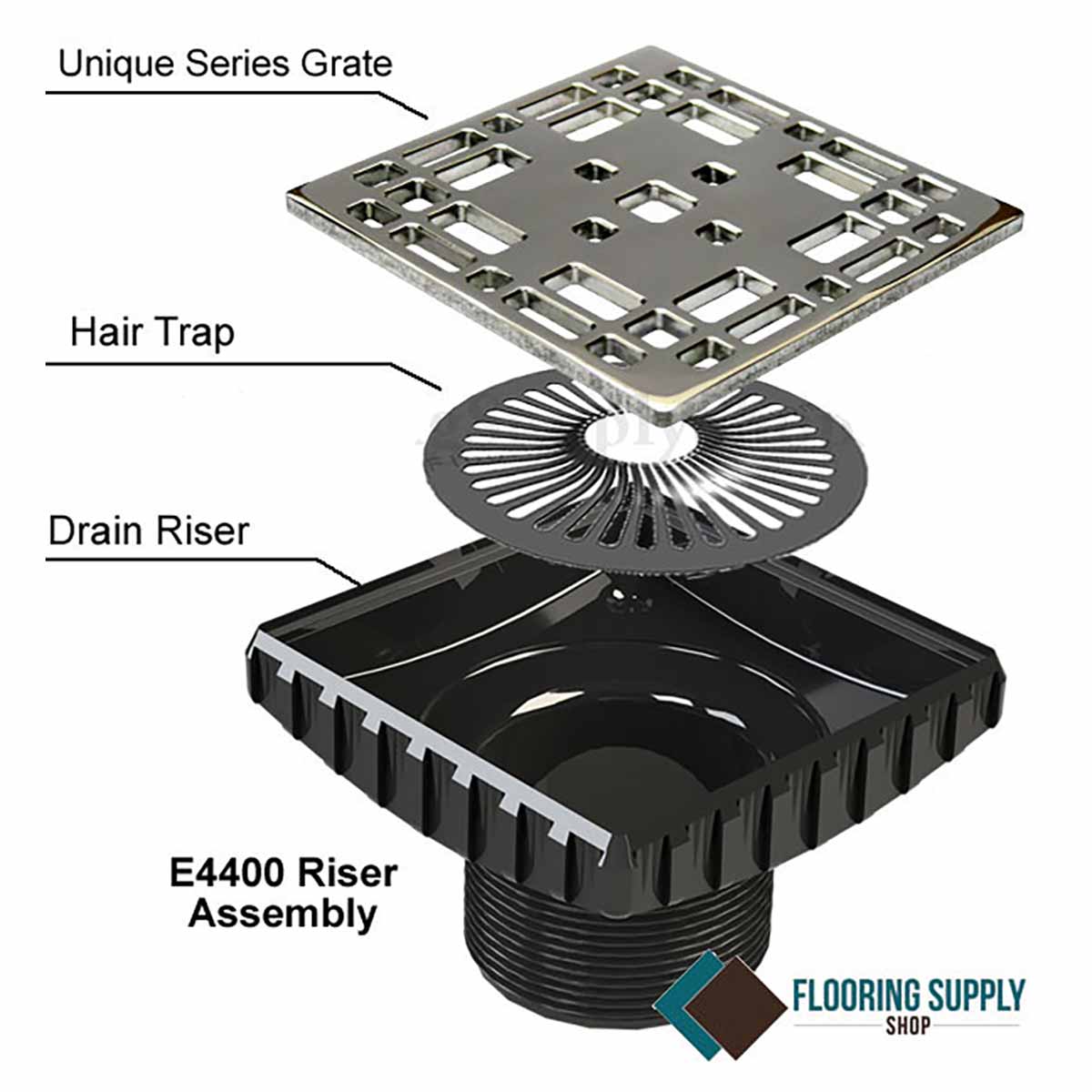 Ebbe Drains Unique Square Shower Drain Grate - Prairie