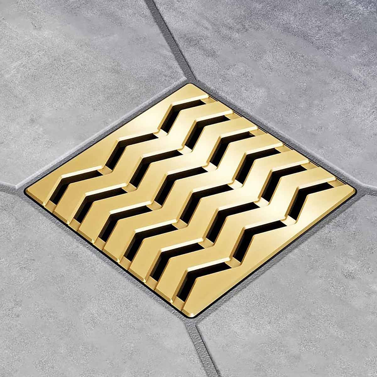 Ebbe Drains Unique Square Shower Drain Grate - Trend Brushed Gold