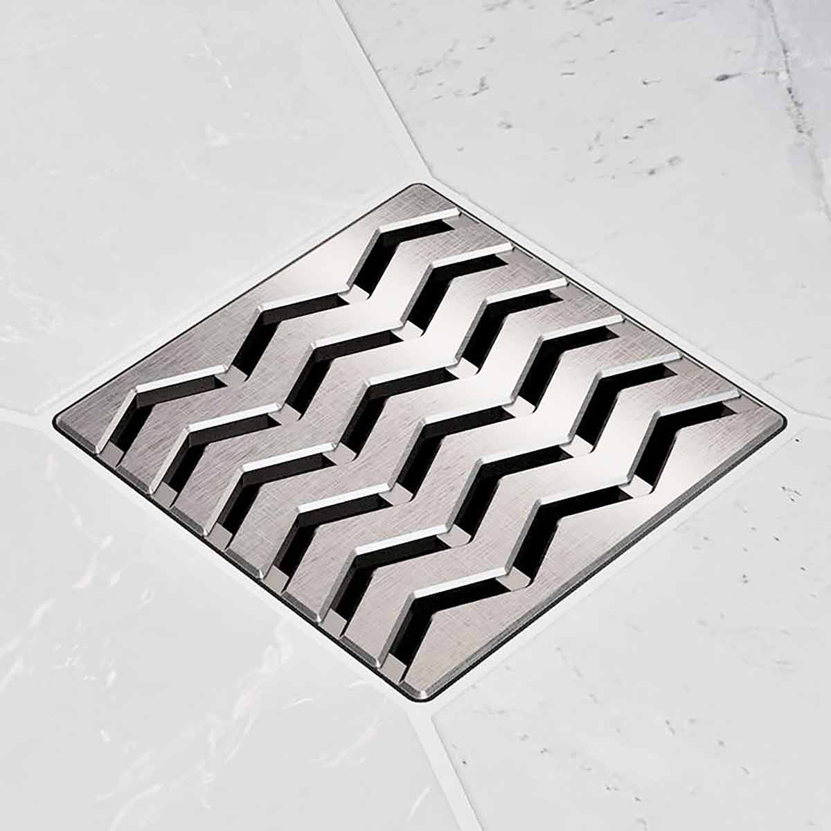 Ebbe Drains Unique Square Shower Drain Grate - Trend Brushed Nickel