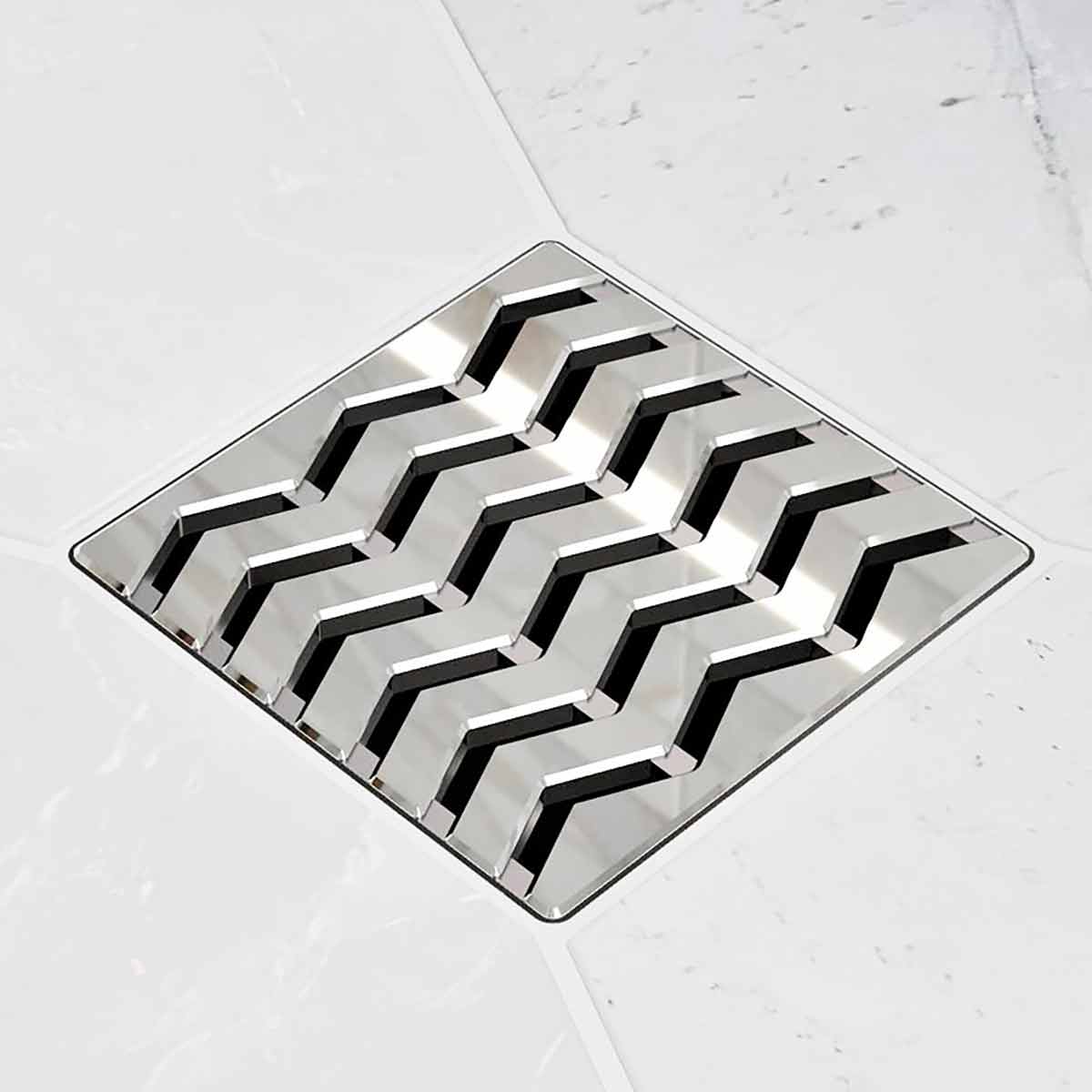 Ebbe Drains Unique Square Shower Drain Grate - Trend Polished Chrome