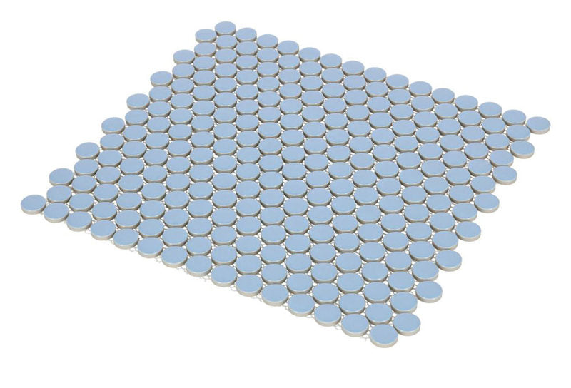 Mosaic Handmade Porcelain Penny Round - Light Blue