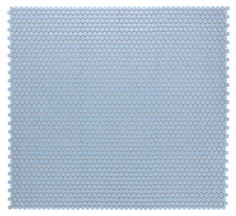 Mosaic Handmade Porcelain Penny Round - Light Blue