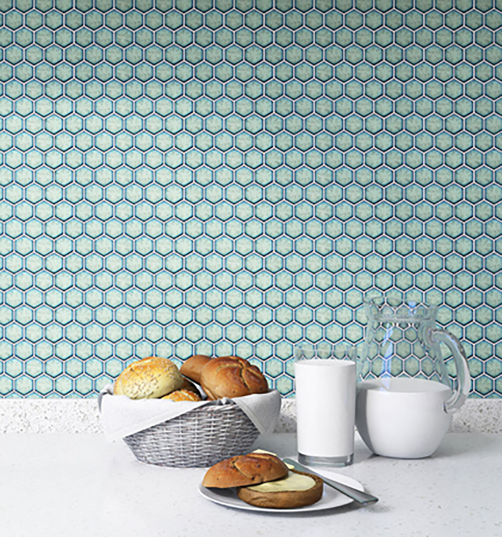 Porcelain Mosaic Tile Hexagon - Mint Rose