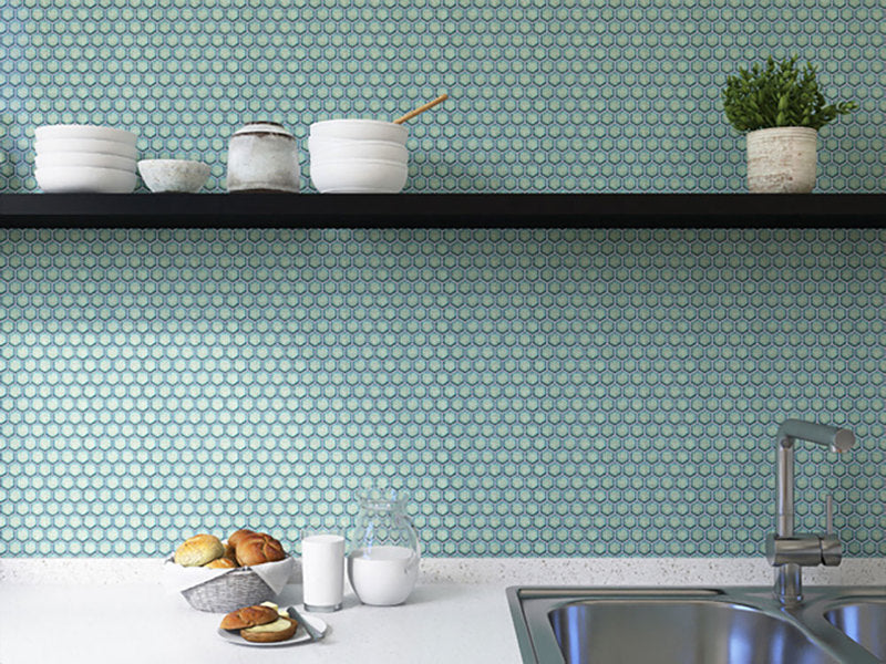Porcelain Mosaic Tile Hexagon - Mint Rose