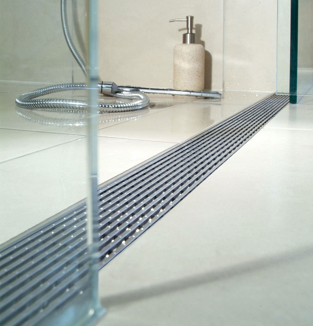 Quartz Linear Shower Drain Brushed Stainless - Linear Wedge 28