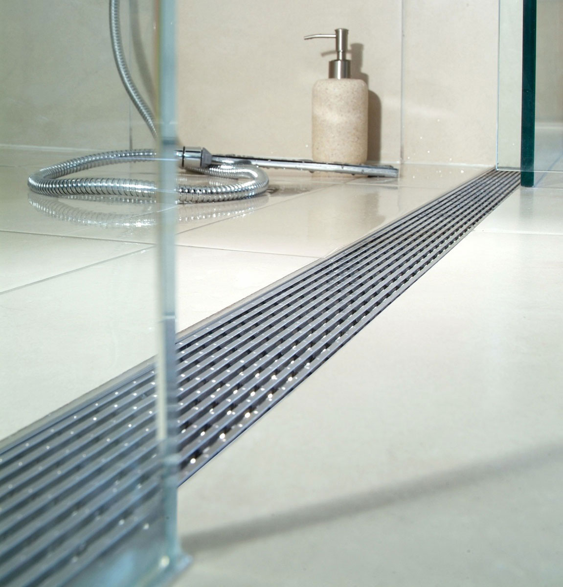 Quartz Linear Shower Drain Brushed Stainless - Linear Wedge 28
