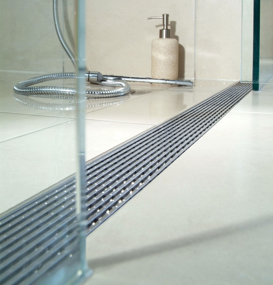 Quartz Linear Shower Drain Brushed Stainless - Linear Wedge 28