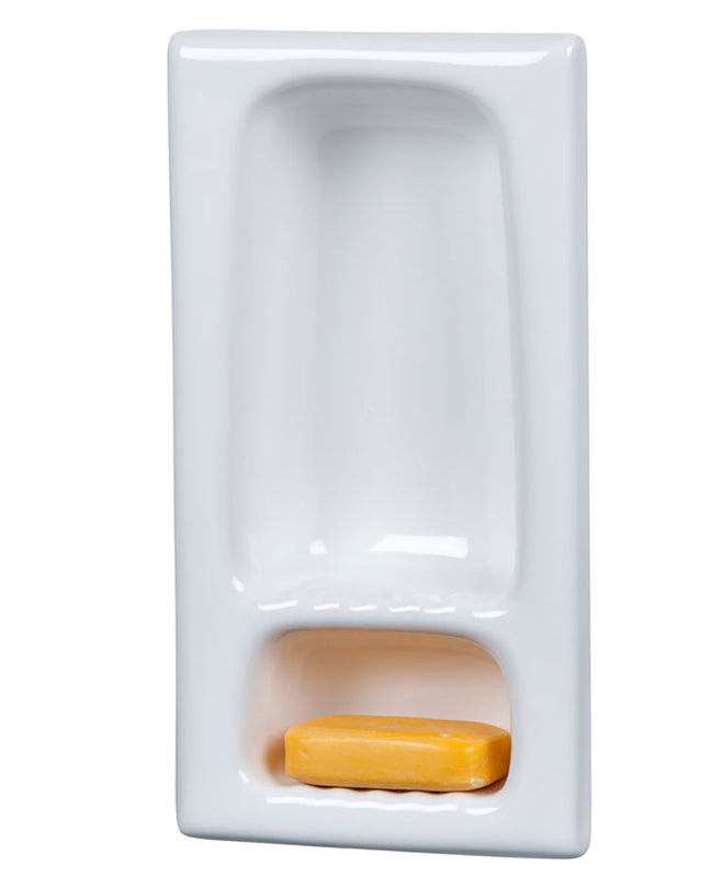 Recessed Shampoo Soap Porcelain Narrow Parchment Matte