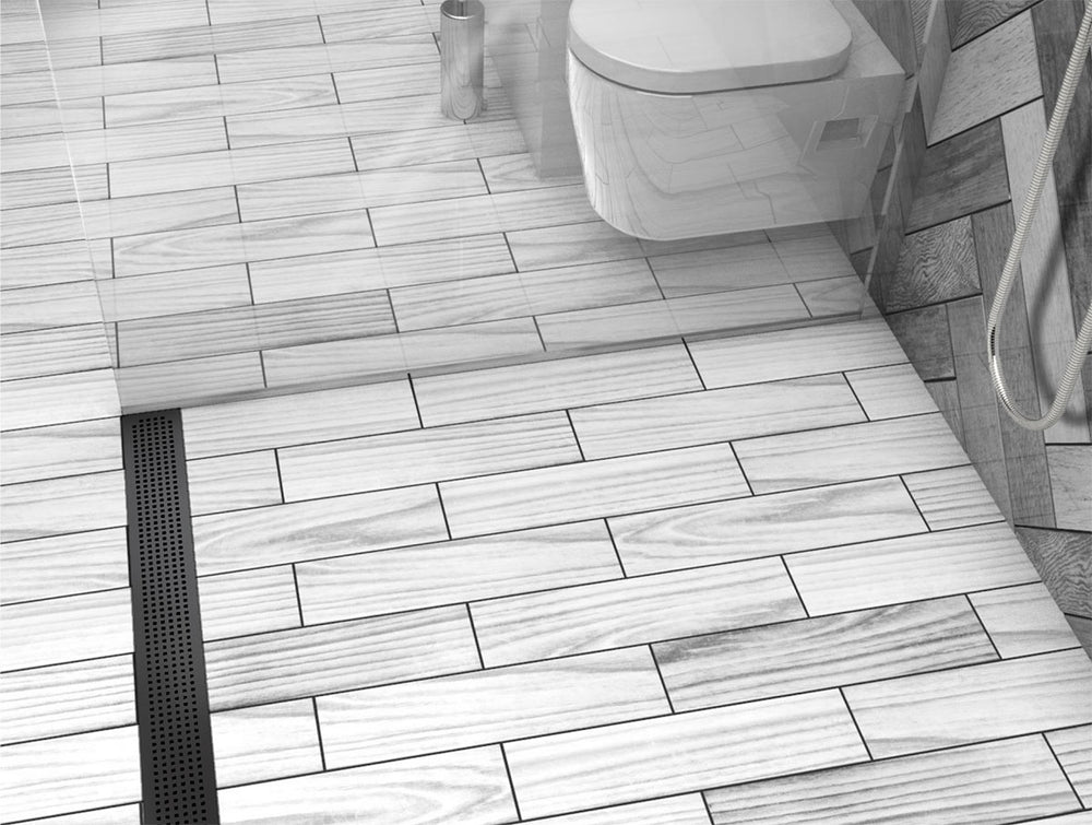 Quartz Linear Shower Drain Matte Black - Quadrato 36