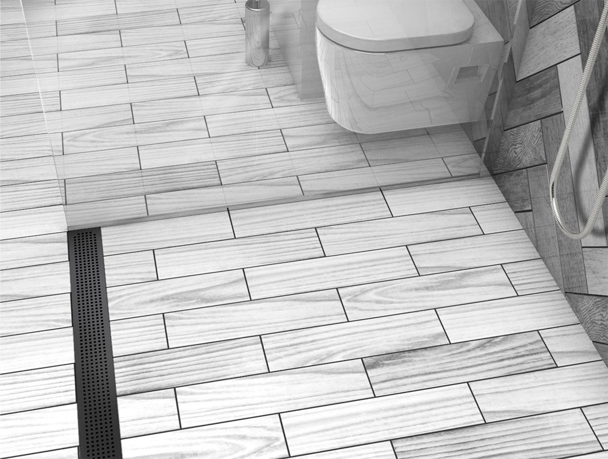 Quartz Linear Shower Drain Matte Black - Quadrato 36