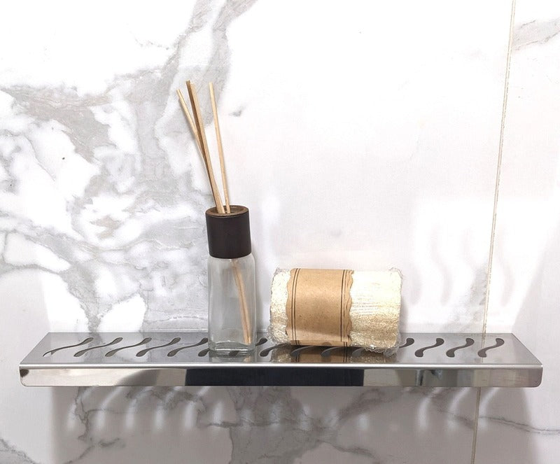 SereneDrains Shower Shelf Stainless Steel - Ocean Wave - Polished